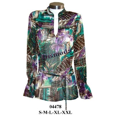 04478 - Molde de Blusón cuello mao, con canesú y pliegues