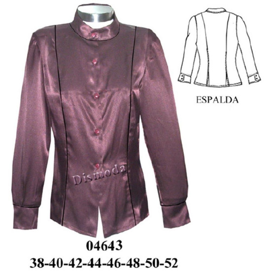 04643 - Molde de Blusa cuello mao con corte delantero y abertura en espalda 04643 - Molde de Blusa cuello mao con corte delantero y abertura en espalda