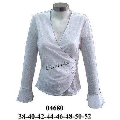 04680 - Molde de Blusa cruzada, drapeada a un costado, manga con volada 04680 - Molde de Blusa cruzada, drapeada a un costado, manga con volada