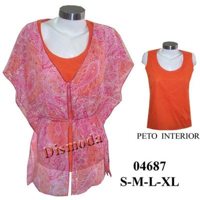 04687 - Molde de Blusa manga kimono con peto interior 04687 - Molde de Blusa manga kimono con peto interior