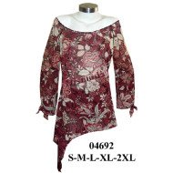 04692 - Molde de Blusón asimétrico manga raglan, escote bote