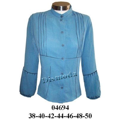 04694 - Molde de Blusa cuello mao, corte bajo busto y alforzas en delantero manga globo 04694 - Molde de Blusa cuello mao, corte bajo busto y alforzas en delantero manga globo