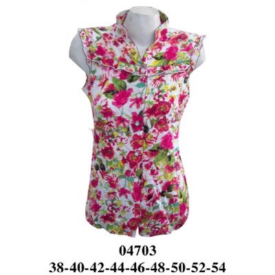 04703 - Molde de Blusa cuello mao escote v con canesú y recogidos