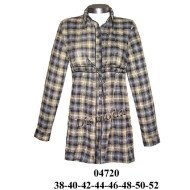 04720 - Molde de Blusón camisero con corte bajo busto, amarra y recogido