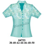 04753 - Molde de Blusa camisera de cuello solapa con pata de botones y manga corta
