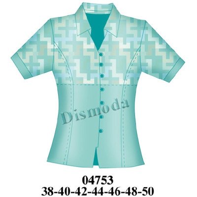 04753 - Molde de Blusa camisera de cuello solapa con pata de botones y manga corta
