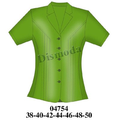 04754 - Molde de Blusa con cuello de solapa, cierre frontal de botones, manga corta y canesú decorativo