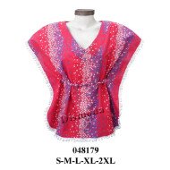 048179 - Molde de Polera kaftán de escote en v con cintura elasticada y cordón pasador