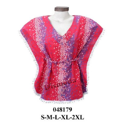 048179 - Molde de Polera kaftán de escote en v con cintura elasticada y cordón pasador 048179 - Molde de Polera kaftán de escote en v con cintura elasticada y cordón pasador