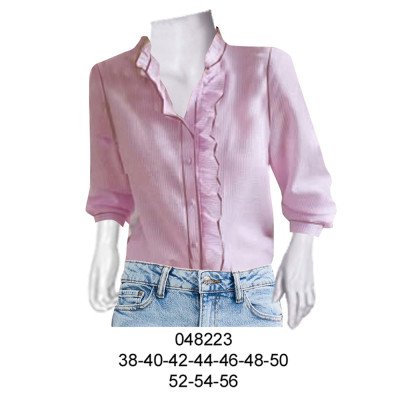 048223 - Molde de Blusa con tiras recogidas en cuello y delantero, manga 3/4 048223 - Molde de Blusa con tiras recogidas en cuello y delantero, manga 3/4