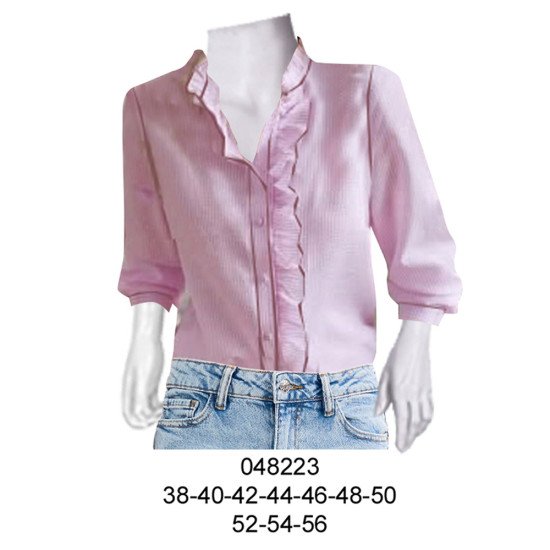 048223 - Molde de Blusa con tiras recogidas en cuello y delantero, manga 3/4 048223 - Molde de Blusa con tiras recogidas en cuello y delantero, manga 3/4