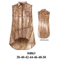 04863 - Molde de Blusa camisera corte al talle espalda larga