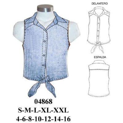 04868 - Molde de Blusa camisera con amarra 04868 - Molde de Blusa camisera con amarra