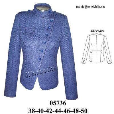 05736 - Molde de Blazer cruzado cuello mao corte princesa 05736 - Molde de Blazer cruzado cuello mao corte princesa