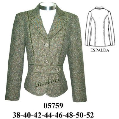 05759 - Molde de Blazer con cortes en delantero y espalda, traba en cintura 05759 - Molde de Blazer con cortes en delantero y espalda, traba en cintura