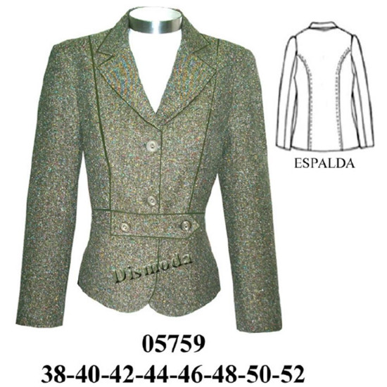 05759 - Molde de Blazer con cortes en delantero y espalda, traba en cintura