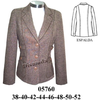 05760 - Molde de Blazer con corte en delantero y espalda y trabas en costado 05760 - Molde de Blazer con corte en delantero y espalda y trabas en costado