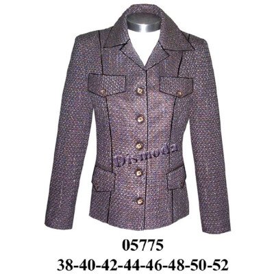 05775 - Molde de Blazer 3 botones con corte en delantero y tapas