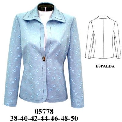 05778 - Molde de Blazer con aplicación en cuello, delantero y espalda 05778 - Molde de Blazer con aplicación en cuello, delantero y espalda