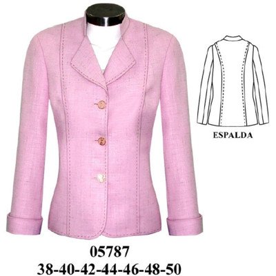 05787 - Molde de Blazer 3 botones con cuello mao