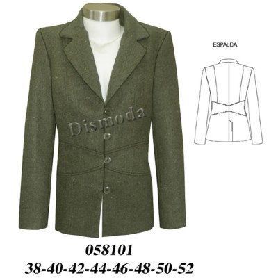 058101 - Molde de Blazer con corte al talle 058101 - Molde de Blazer con corte al talle