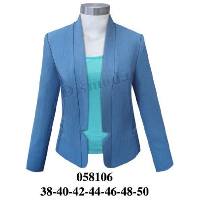 058106 - Molde de Blazer con solapa recta sin cierre, manga larga, bolsillos y bajo delantero con hendiduras angulares 058106 - Molde de Blazer con solapa recta sin cierre, manga larga, bolsillos y bajo delantero con hendiduras angulares