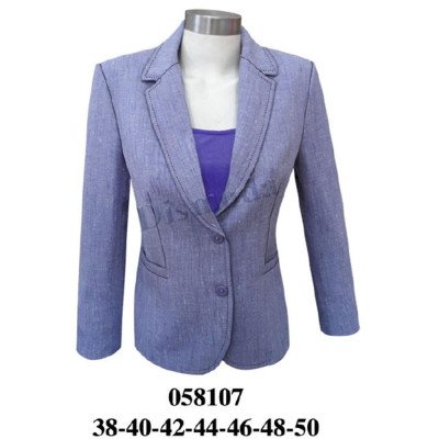 058107 - Molde de Blazer con solapa con muesca, manga larga, cierre frontal de dos botones y bolsillo 058107 - Molde de Blazer con solapa con muesca, manga larga, cierre frontal de dos botones y bolsillo