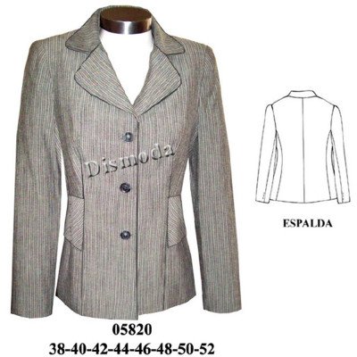 05820 - Molde de Blazer 3 botones, con pinza, corte en delantero 05820 - Molde de Blazer 3 botones, con pinza, corte en delantero