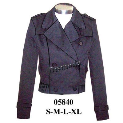 05840 - Molde de Chaqueta cruzada cuello convertible con pretina tejida
