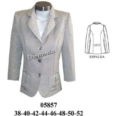 05857 - Molde de Blazer sin forro, corte princesa manga 3/4 05857 - Molde de Blazer sin forro, corte princesa manga 3/4
