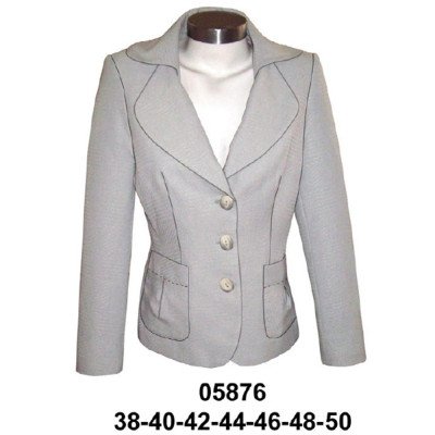 05876 - Molde de Blazer entallado con solapa con muesca, manga larga, cierre frontal con tres botones, costuras princesa y bolsillos parche con pinzas 05876 - Molde de Blazer entallado con solapa con muesca, manga larga, cierre frontal con tres botones, costuras princesa y bolsillos parche con pinzas