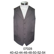 07028 - Molde de Chaleco de sastre con cuello de solapa tipo esmoquin, cierre frontal de cinco botones, pinzas de entalle y bolsillos con tapa en delantero