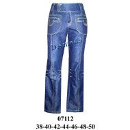 07112 - Molde de Jeans cintura media con pinzas en la rodilla y cortes