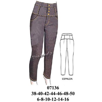 07136 - Molde de Pantalón torero basta pitillo 07136 - Molde de Pantalón torero basta pitillo