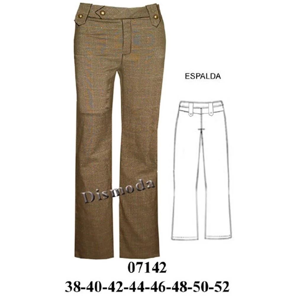 Molde A550 - Pantalon con elastico en la cintura y bolsillo argentino,  pierna recta, basta 24 cms.