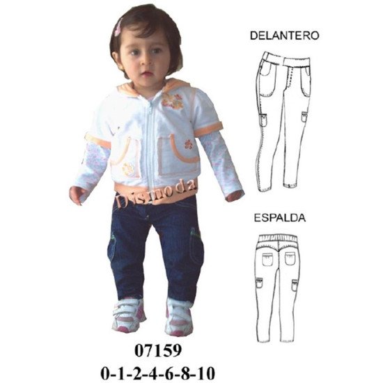 07159 - Molde de Pantalón pitillo de niña, elasticado en cintura