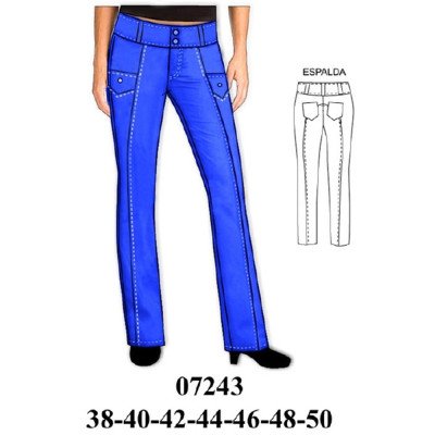 07243 - Molde de Pantalón con cortes, tiro medio, 07243 - Molde de Pantalón con cortes, tiro medio,