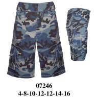 07246 - Molde de Short cargo de tiro medio con pretina de pasadores, bolsillos diagonales delanteros, y bolsillos laterales parche con solapa