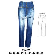 07279 - Molde de Pantalón pitillo a la cintura, pretina ancha