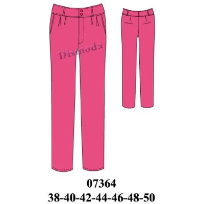 07364 - Molde de Pantalón recto con pretina alta y bragueta frontal, bolsillos delanteros 07364 - Molde de Pantalón recto con pretina alta y bragueta frontal, bolsillos delanteros