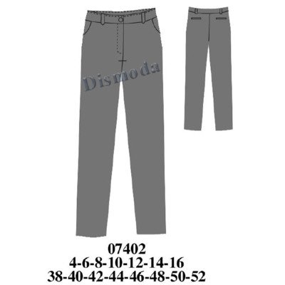 07402 - Molde de Pantalón pitillo mujer, media cintura 07402 - Molde de Pantalón pitillo mujer, media cintura