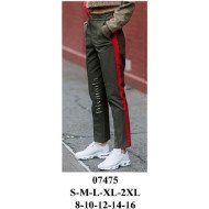 07475 - Molde de Pantalón dama, elasticado en cintura con franja en costado