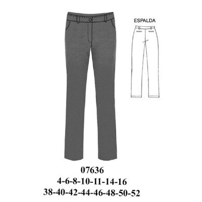 07636 - Molde de Pantalón colegial dama y niña, a la cintura, bolsillo argentino 07636 - Molde de Pantalón colegial dama y niña, a la cintura, bolsillo argentino