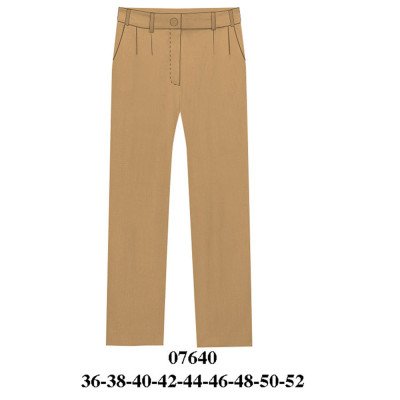 07640 - Molde de Pantalón sastre recto con dos pinzas, pretina con forma. 07640 - Molde de Pantalón sastre recto con dos pinzas, pretina con forma.
