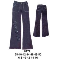 0772 - Molde de Pantalón con bolsillo parche, en delantero y espalda, basta ancha;