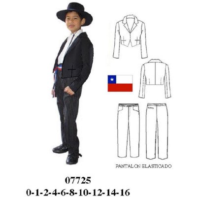 07725 - Molde de Conjunto niño de huaso 07725 - Molde de Conjunto niño de huaso