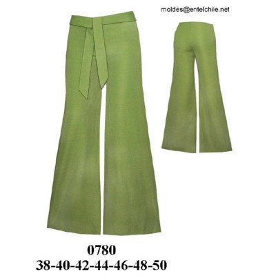 0780 - Molde de Pantalón con forro interior cintura media amarras en delantero; 0780 - Molde de Pantalón con forro interior cintura media amarras en delantero;