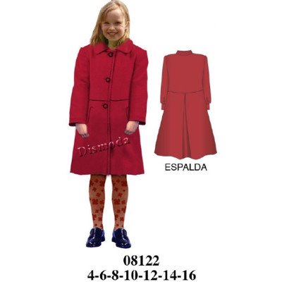08122 - Molde de Abrigo niña con corte al talle y pliegue encontrado en espalda 08122 - Molde de Abrigo niña con corte al talle y pliegue encontrado en espalda