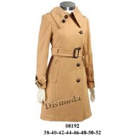 08192 - Molde de Abrigo cruzado con cuello solapa, doble botonadura, cinturón