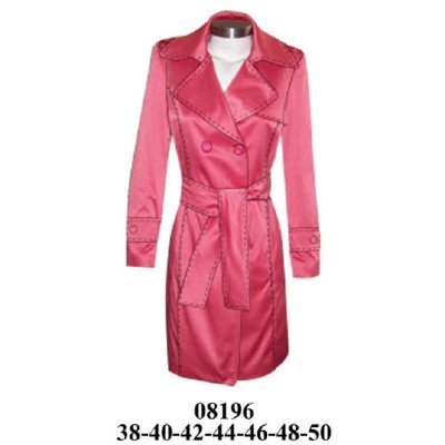 08196 - Molde de Chaqueta tipo gabardina cruzada con cuello solapa, doble botonadura, cinturón para anudar y puños con trabilla y botón